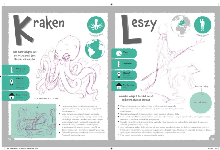 Rozkładówka książki — Kraken i Leszy (ilustracje finalne)